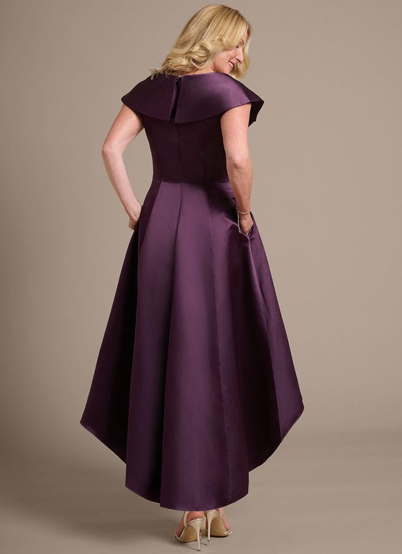 Robe Trapèze Satin Prune Élégant - gallery 5