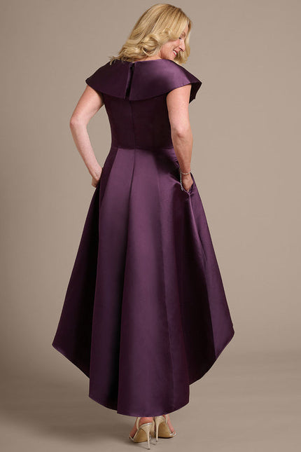 Robe Trapèze Satin Prune Élégant - gallery 5