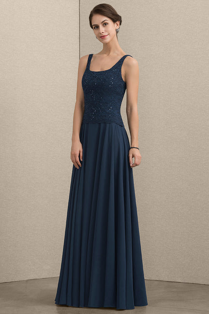 Robe Trapèze Bleu Marine Dentelle Paillettes - gallery 5