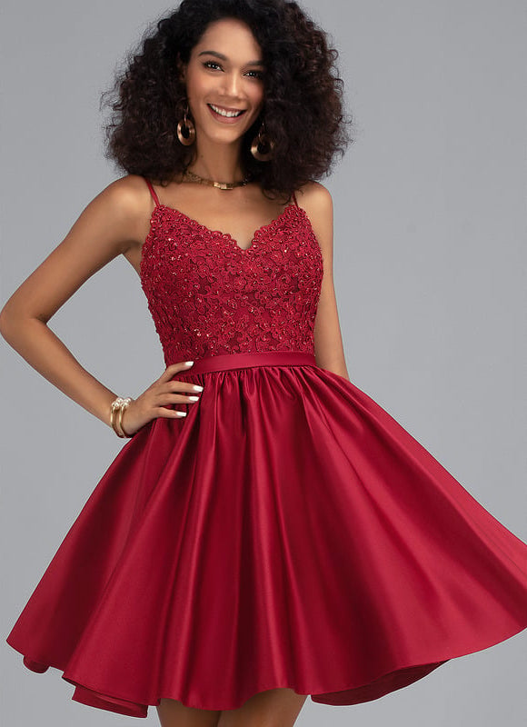 Robe Trapèze Satin Éclat Rubis