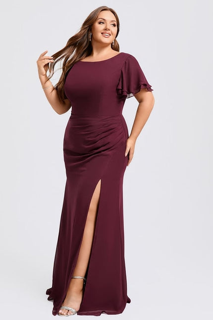 Robe Trapèze Bordeaux Fluide - gallery 5