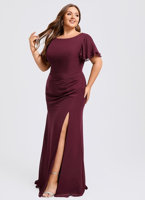 Robe Trapèze Bordeaux Fluide - gallery 5