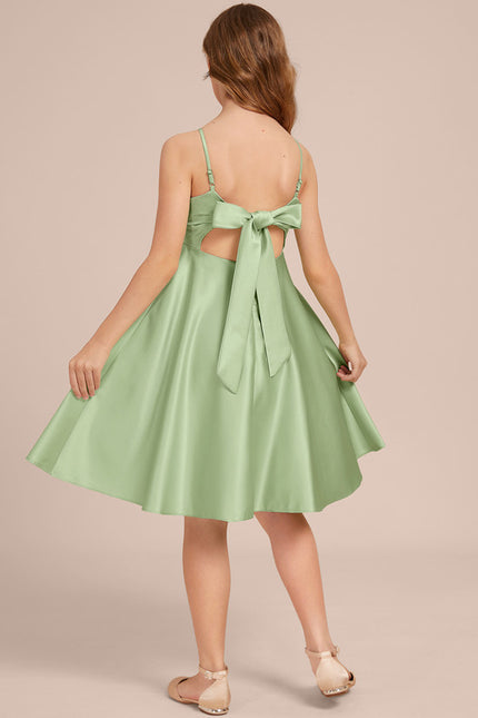 Robe Trapèze Satin Menthe Élégante - gallery 3