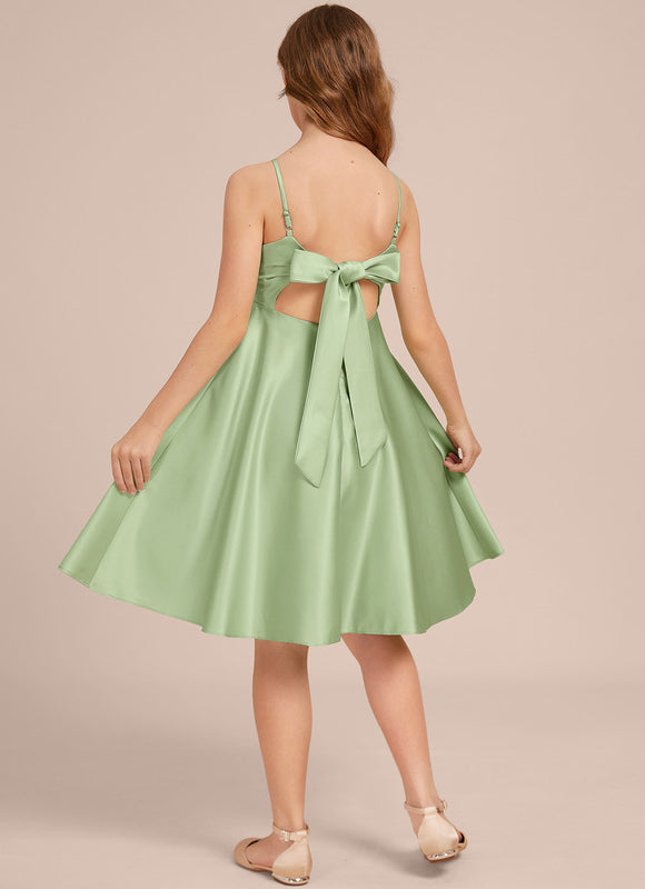 Robe Trapèze Satin Menthe Élégante - gallery 3