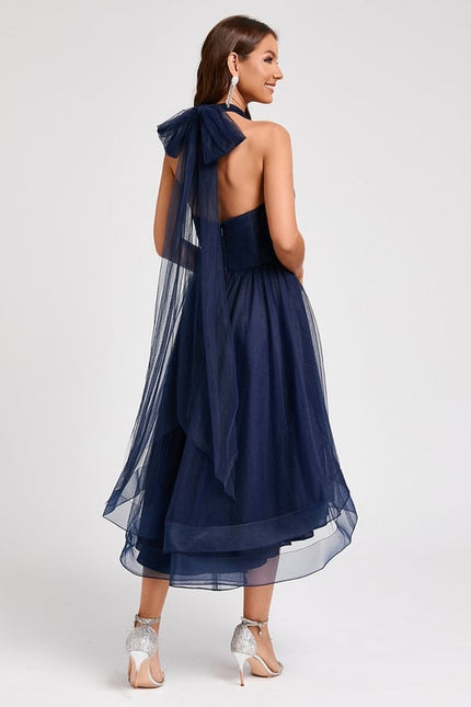 Robe Trapèze Élégance Marine Tulle - gallery 6