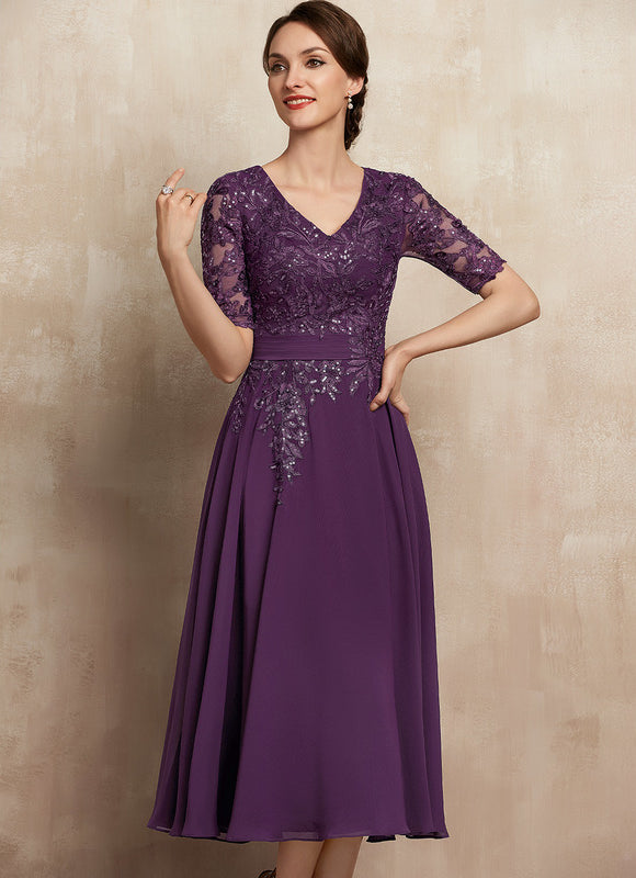 Robe Trapèze Violet Éclat Satiné - gallery 4