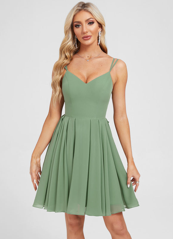 Robe Courte Trapeze Plissée