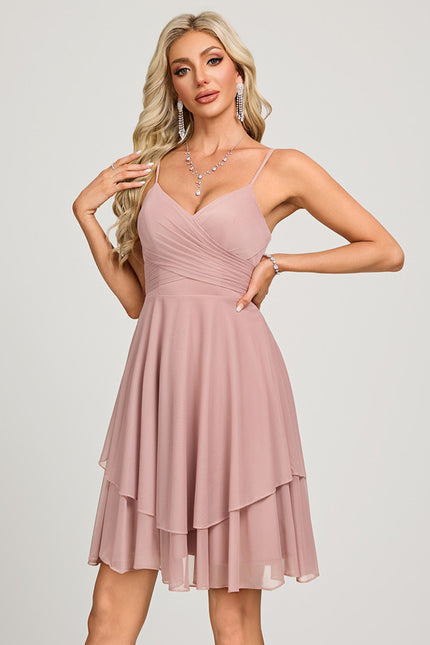 Robe Trapèze Rose Pastel Plissée - gallery 3