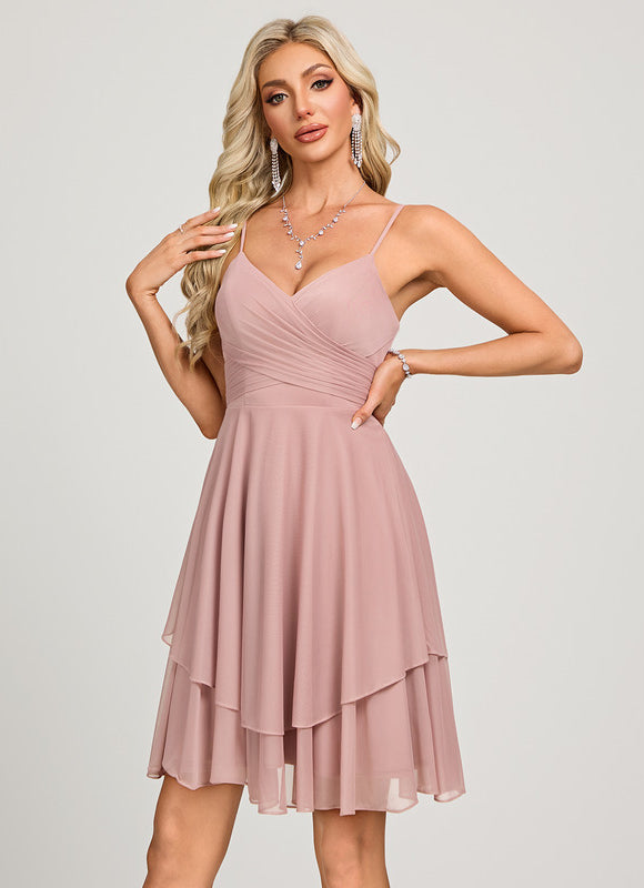 Robe Trapèze Rose Pastel Plissée - gallery 3