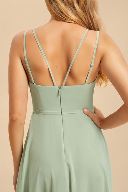Robe Trapèze Bleue Soirée Longue Slit - gallery 5