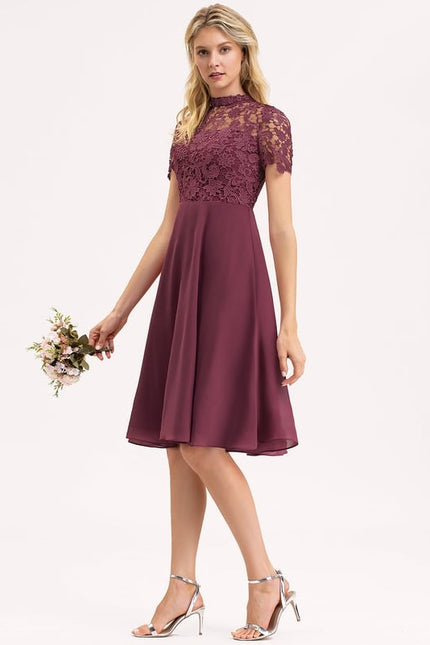 Robe Trapèze Violet Dentelle Douce - gallery 3