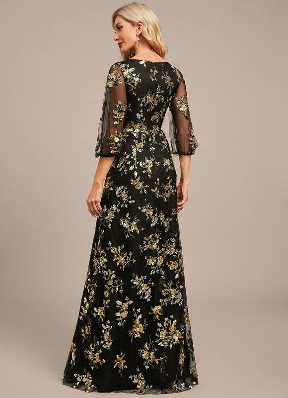 Robe Trapèze Élégance Sombre Fleurie - gallery 7
