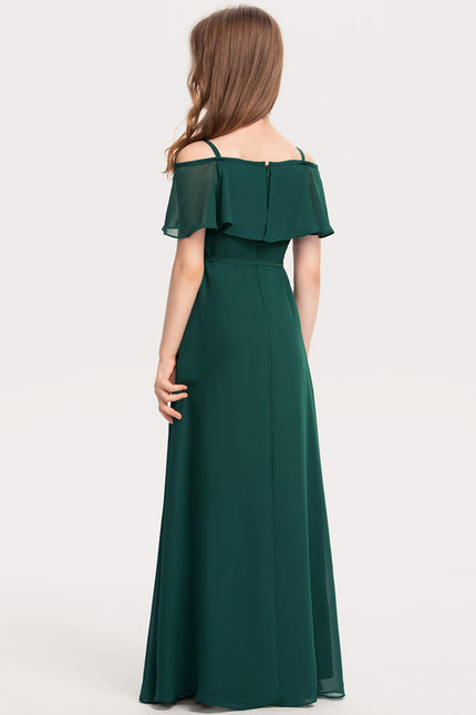 Robe Trapèze Verte Mousseline Dénudée Légère - gallery 3