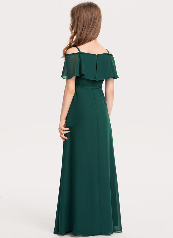 Robe Trapèze Verte Mousseline Dénudée Légère - gallery 3