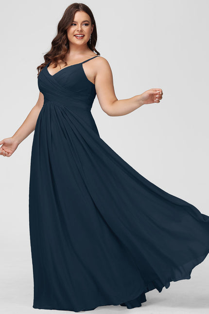 Robe Trapèze Bleu Élégant Longue - gallery 7