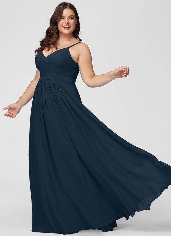 Robe Trapèze Bleu Élégant Longue - gallery 7