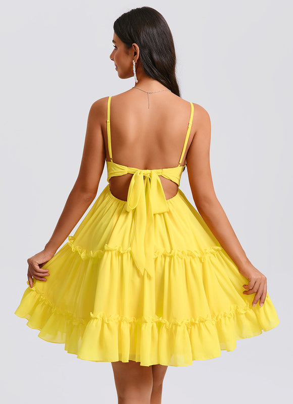 Robe Trapèze Jaune Flottante - gallery 6