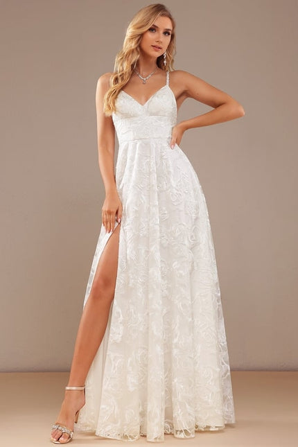 Robe Trapèze Blanche Dentelle Mariage