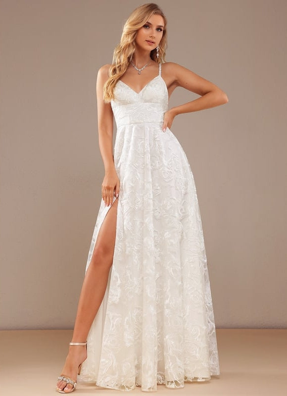 Robe Trapèze Blanche Dentelle Mariage