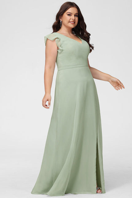 Robe Trapèze Longue Beige Élégante - gallery 8
