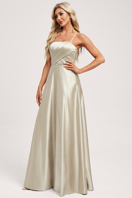 Robe Trapèze Satin Émeraude - gallery 2