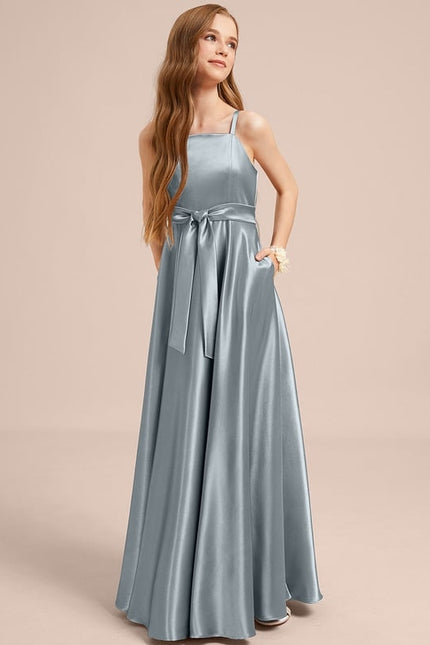 Robe Trapèze Satinée Céleste - gallery 1