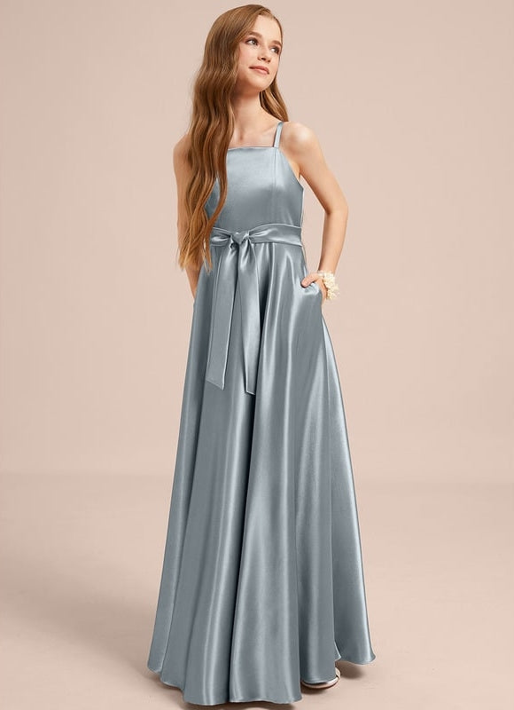 Robe Trapèze Satinée Céleste - gallery 1