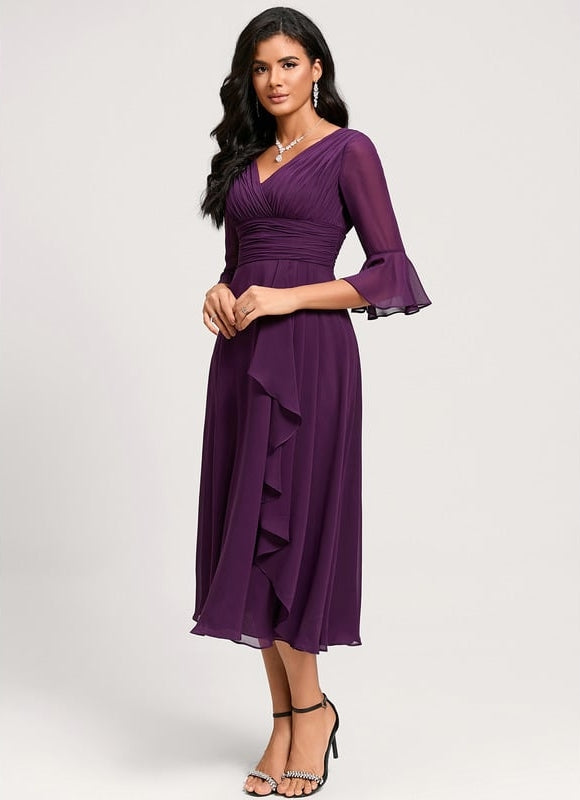 Robe Trapèze Florale Marine - gallery 8
