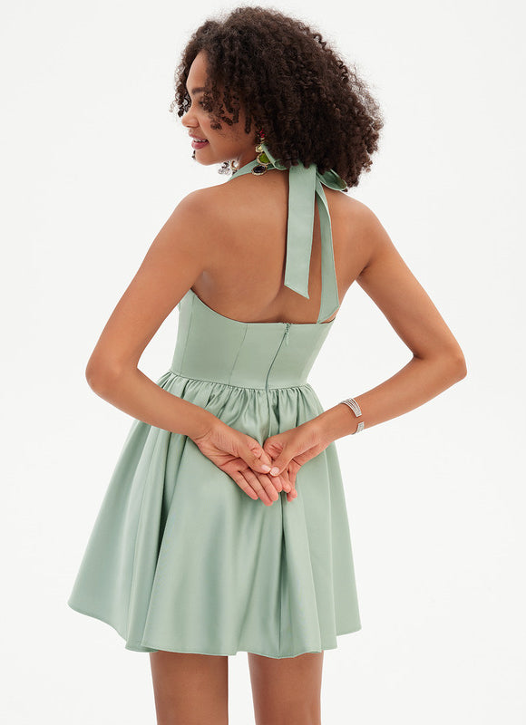 Robe Trapèze Verte Éclatante - gallery 2