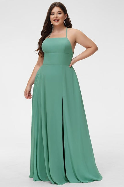 Robe Trapèze Bleue Soirée Longue Slit - gallery 6