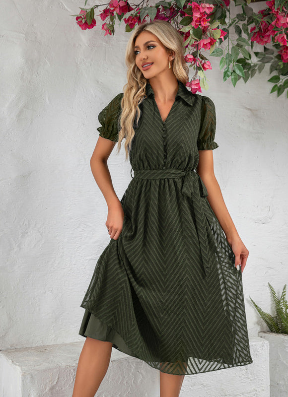 Robe Trapèze Marine Texturée - gallery 6