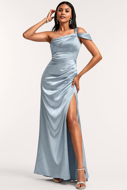 Robe Trapèze Satin Céleste