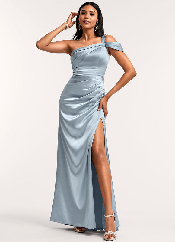 Robe Trapèze Satin Céleste