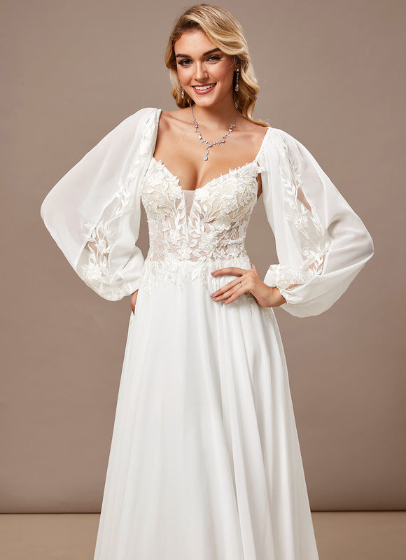 Robe Trapèze Blanche Dentelle Voile Balayage - gallery 5