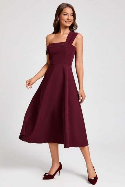 Robe Trapèze Bordeaux Flottant - gallery 7