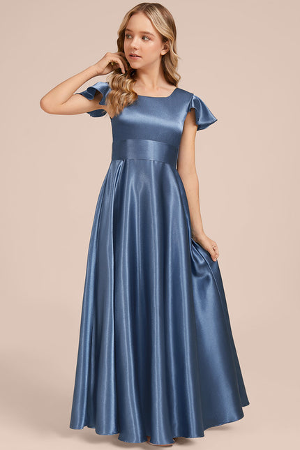 Robe Trapèze Satinée Céleste - gallery 1