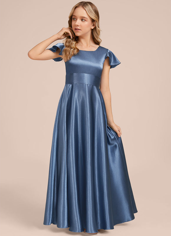 Robe Trapèze Satinée Céleste - gallery 1