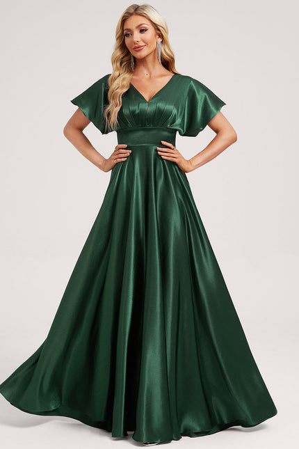 Robe Trapèze Satin Doré Élégante - gallery 2