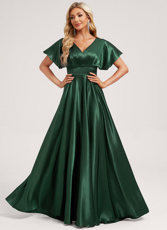 Robe Trapèze Satin Doré Élégante - gallery 2