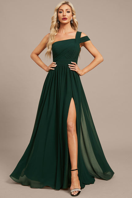 Robe Trapèze Verte Soirée Plissée - gallery 3