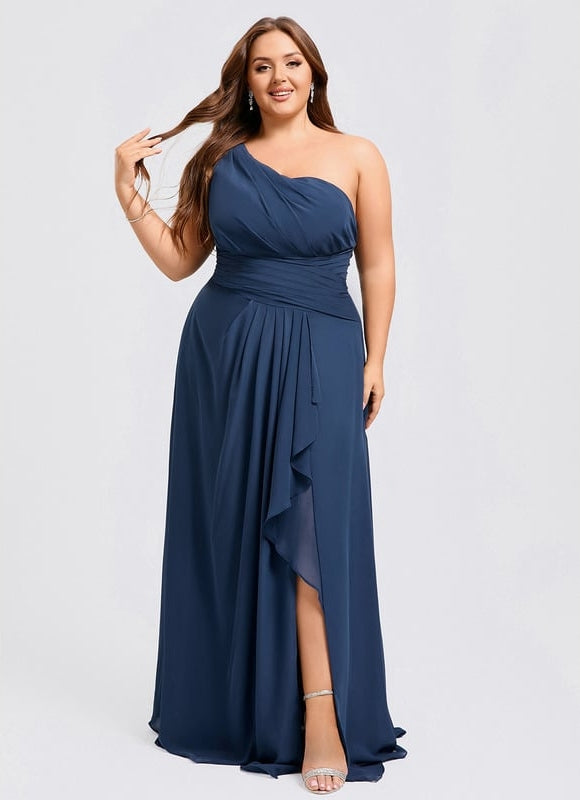 Robe Trapèze Asymétrique Beige - gallery 5