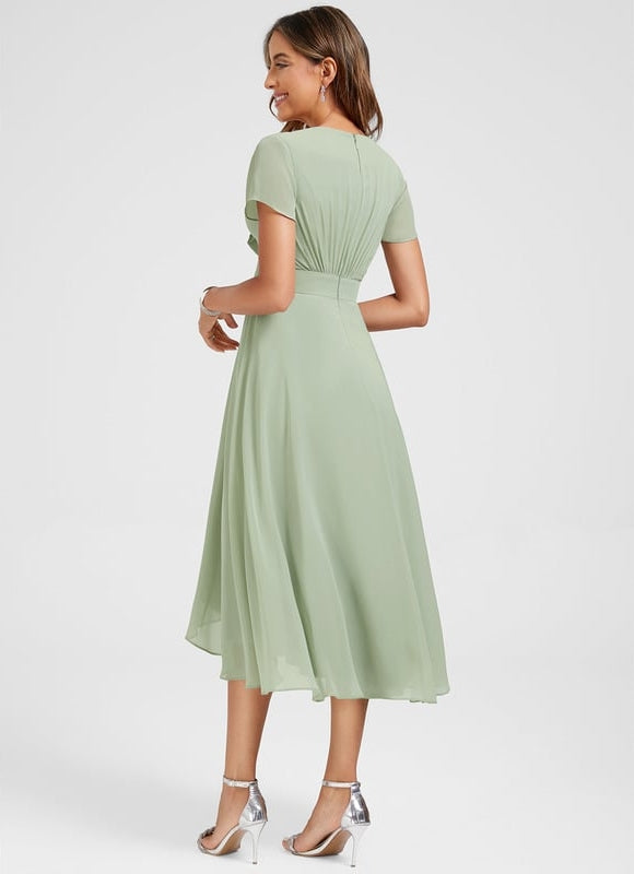 Robe Trapèze Flottante Verte - gallery 7