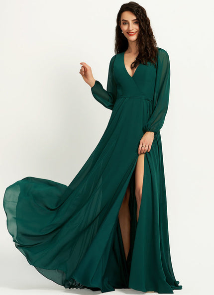 Robe Trapèze Longue Beige Élégante