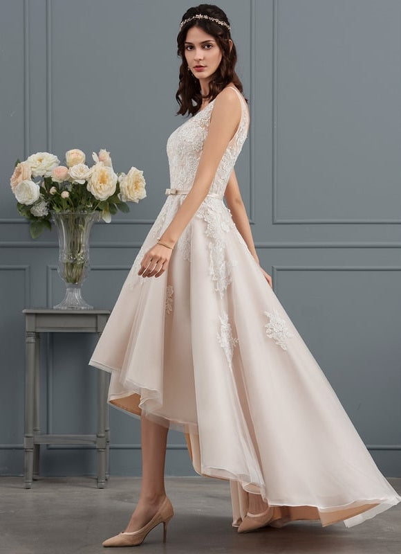 Robe Trapèze Lueur De Satin Rosé - gallery 2