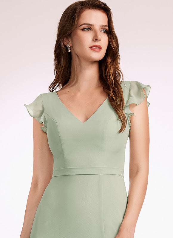 Robe Trapèze Longue Beige Élégante - gallery 2