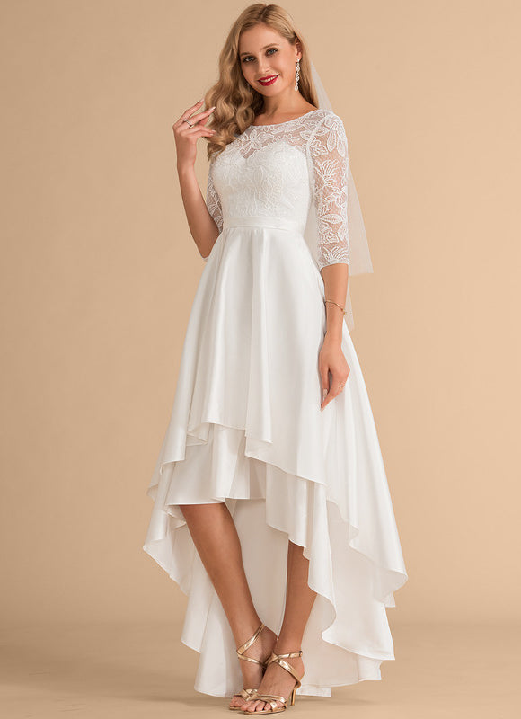 Robe Trapèze Élégance Dentelle Satinée - gallery 1