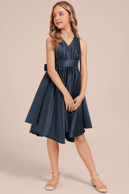 Robe Trapèze Satin Marine Chic - gallery 3