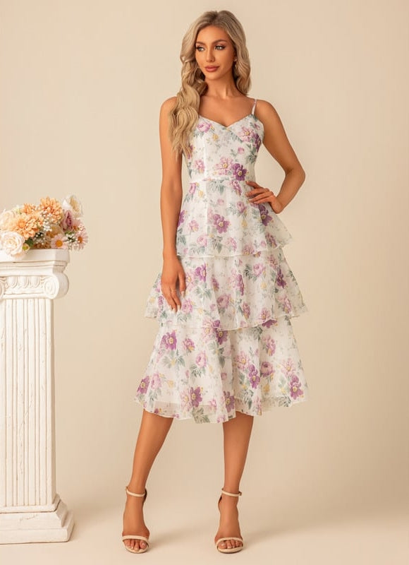 Robe Trapèze Florale Légère - gallery 4