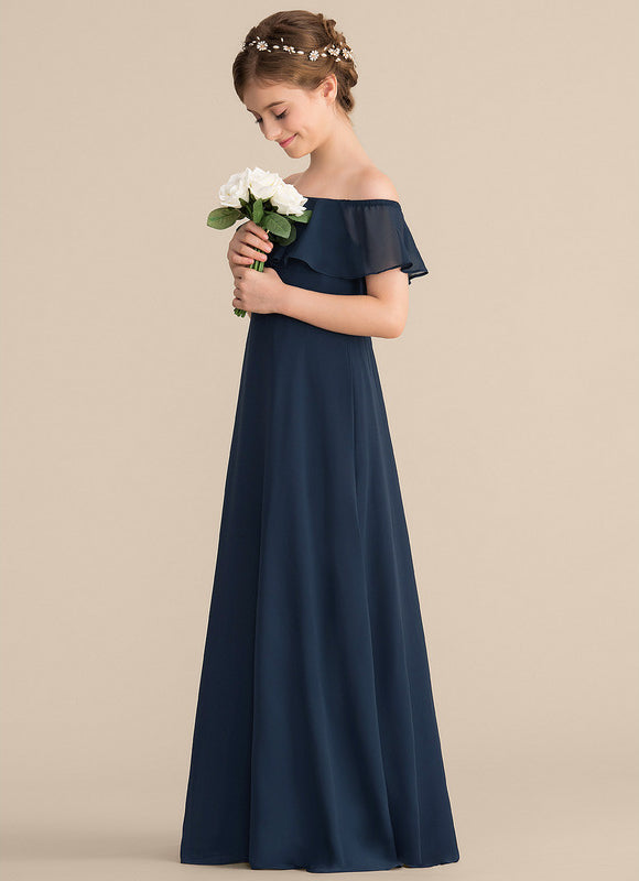 Robe Trapèze Bleu Marine Longs Mousseline - gallery 1
