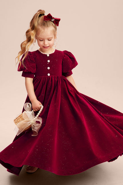 Robe Trapèze Velours Rubis - gallery 2